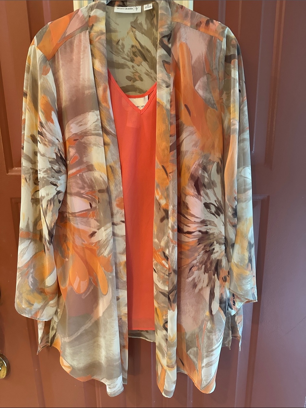 Coral Tank with Sheer Floral Kimono - Michael Kors?